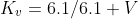 K_{v}=6.1/6.1+V